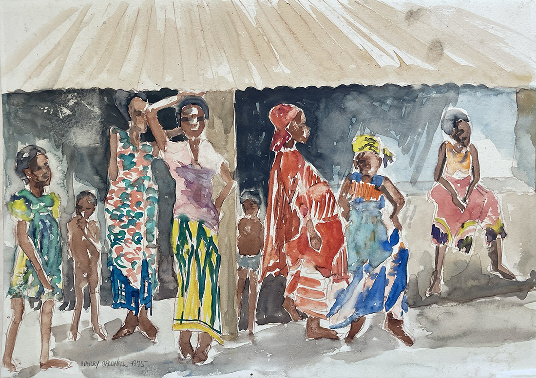 African Market by Betsy’s mother, Sherry Caldwell, watercolor, 1975